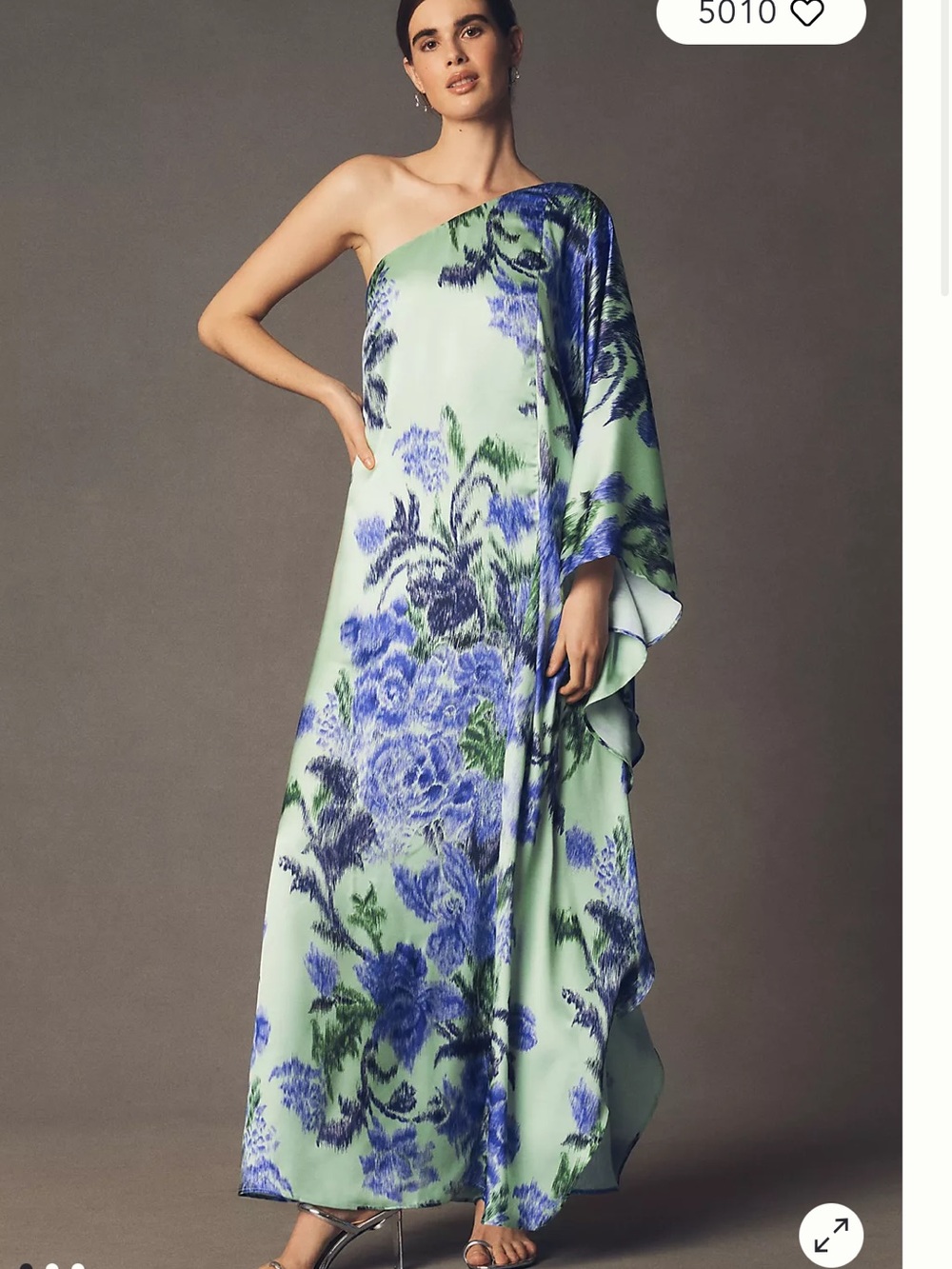 BHLDN Tiana One-Shoulder Satin Kaftan Maxi Dress